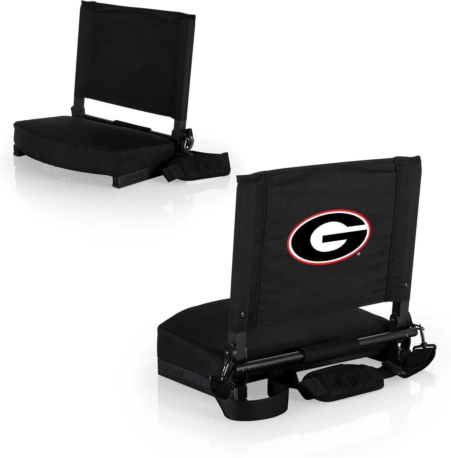 PICNIC TIME NCAA Georgia Bulldogs Gridiron Stadium Seat, Lightweight, Portable Folding Chair for Bleachers and Benches, (Black)