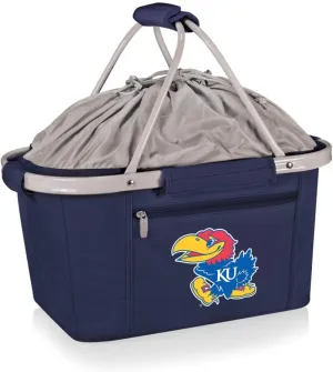 PICNIC TIME NCAA Kansas Jayhawks Metro Shopping Basket - Collapsible Insulated Picnic Basket Cooler - Navy Blue Polyester Canvas