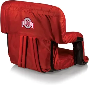 PICNIC TIME NCAA Ohio State Buckeyes Ventura Reclining Stadium Seat with Back Support - Bleacher Seat - Beach Floor Chair
