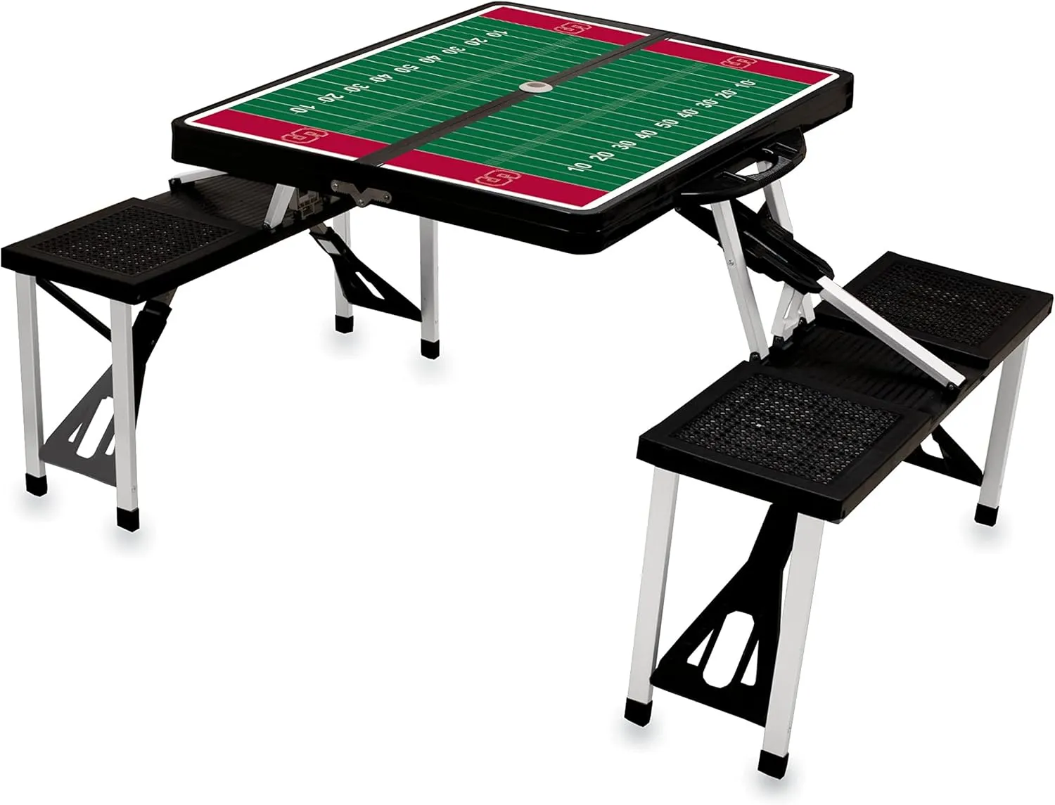PICNIC TIME NCAA Stanford Cardinal Folding Picnic Table, Camping Table, Outdoor Table with Umbrella Hole, (Black)