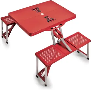 PICNIC TIME NCAA Texas Tech Red Raiders Folding Picnic Table - Camping Table - Outdoor Table with Umbrella Hole, (Red)