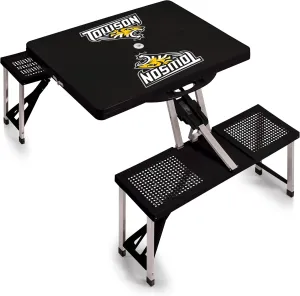 PICNIC TIME NCAA Towson University Tigers Folding Picnic Table, Camping Table, Outdoor Table with Umbrella Hole, (Black)