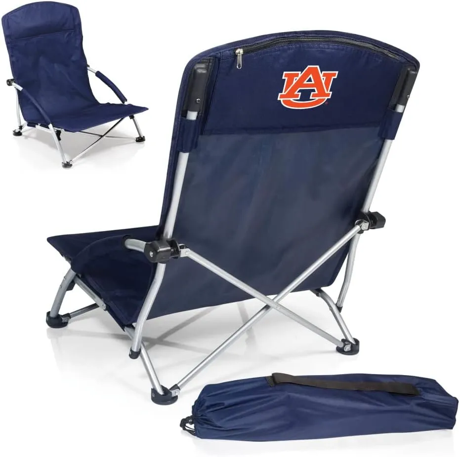 PICNIC TIME NCAA Tranquility Beach Chair with Carry Bag - Low Beach Chair for Adults - Low Lawn Chair
