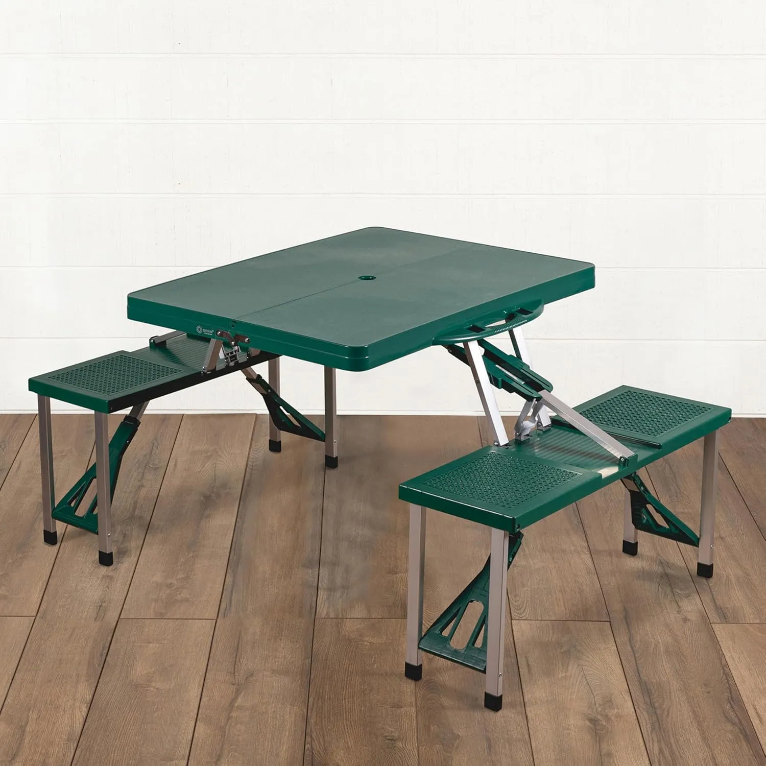 PICNIC TIME NFL Picnic Table Portable Folding Table with Seats and Umbrella