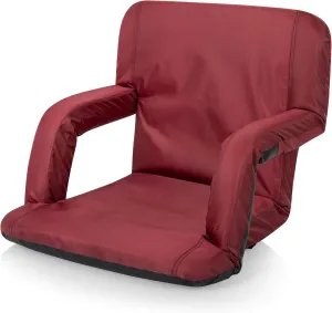 PICNIC TIME ONIVA - a Brand Ventura Reclining Stadium Seat with Back Support - Bleacher Seat - Beach Floor Chair, (Burgundy)