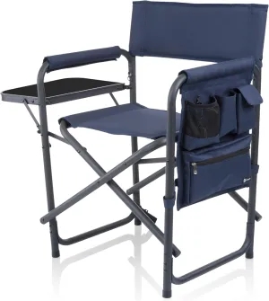 PICNIC TIME Sports Chair with Side Table, Beach Chair, Camp Chair for Adults, Camping Chair, (Navy Blue)