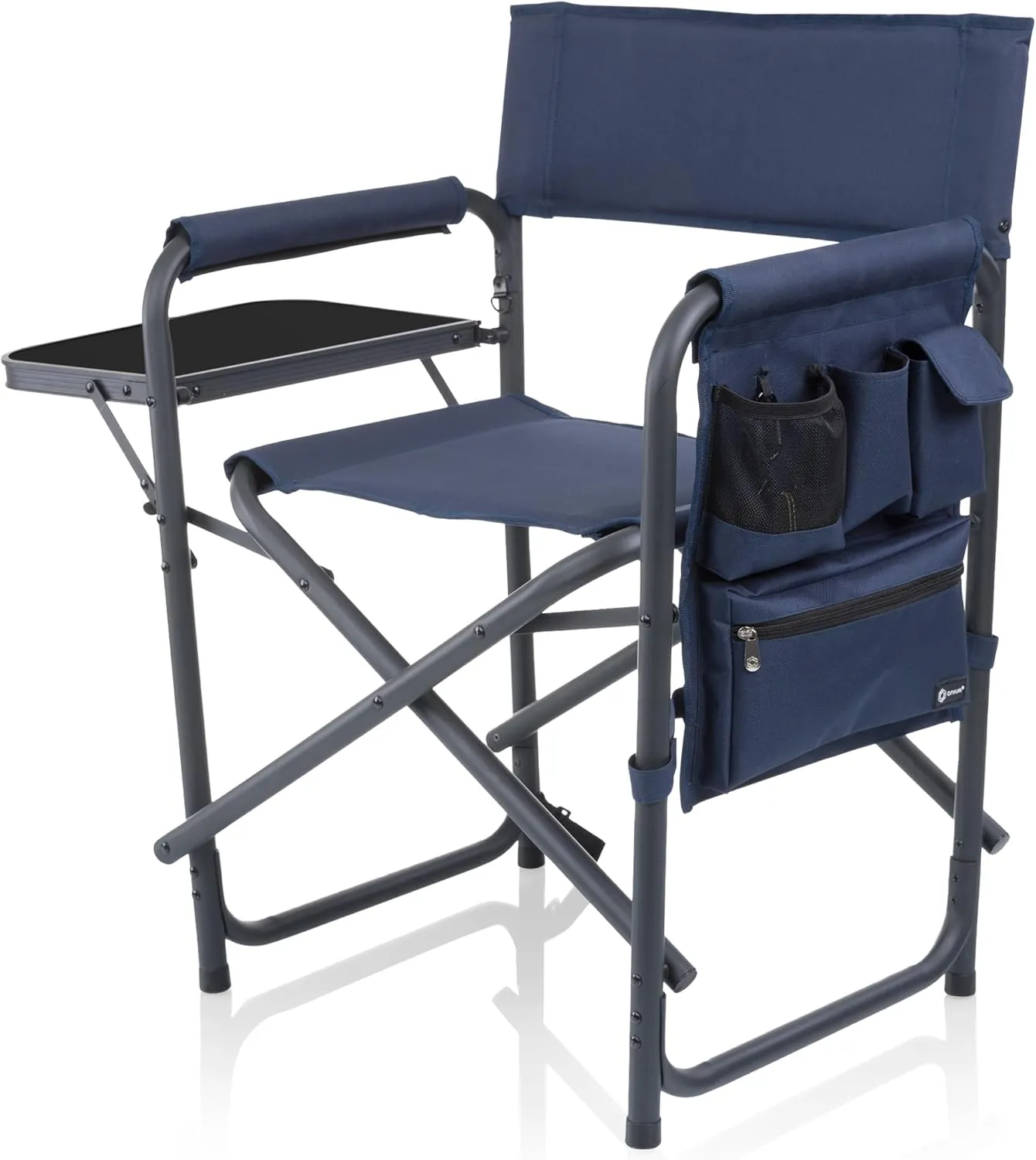 PICNIC TIME Sports Chair with Side Table, Beach Chair, Camp Chair for Adults, Camping Chair, (Navy Blue)