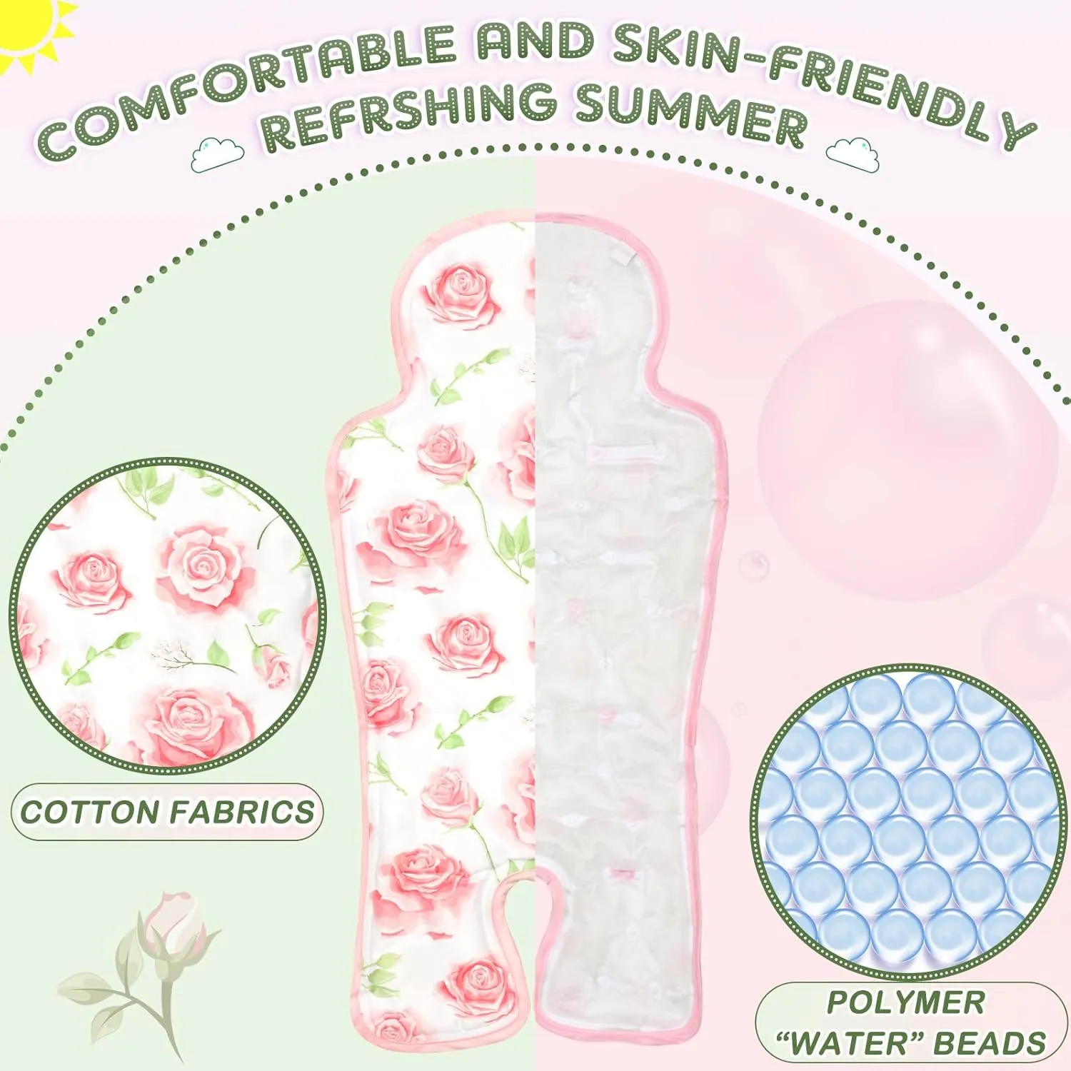 Pinkunn Gel Car Seat Baby Cooling Pad for Summer Breathable Stroller Cooler Pad Multifunctional Carseat Cooling Mat for Baby Child Dining Chair Safety Seat Stroller(Pink,Flower)