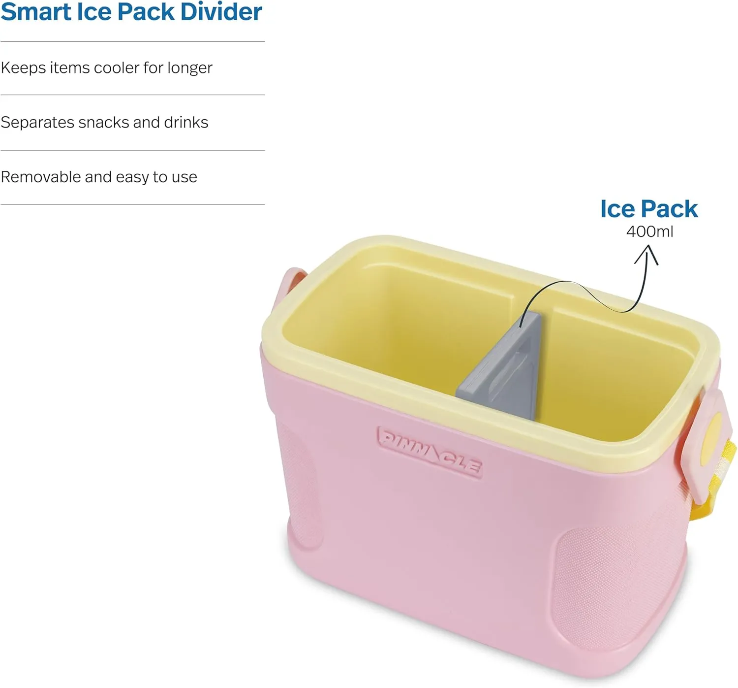 Pinnacle 8.5Qt Mini Cooler – 14 x 7.6 x 10.6In Ice Box with Smart Divider, Locking Lid, Adjustable Shoulder Strap – Insulated Picnic Basket Beach Cooler Bag – 36- Hour Ice Retention – Stylish Colors