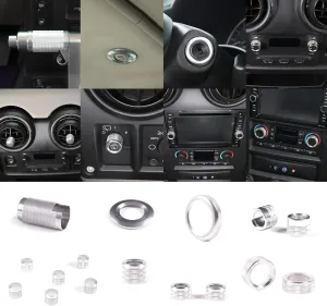 PIUGILH 16 PCS Full Set Interior Decoration Trim Kit for Hummer H2 2003-2007,Air Conditioner Switch Knob Air Conditioning Vent Ring Cover, Nice and Fashionable, Aluminum Alloy Material (Silver)