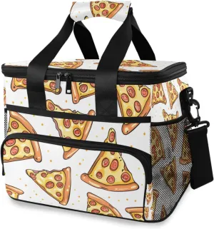 Pizza Childish Food Doodle Cooler Bag Insulated Cooler Soft Sided Cooler 24 Can Portable Picnic Bag Large Leakproof Lunch Bag Box for Beach Grocery Camping Travel Car Men Women