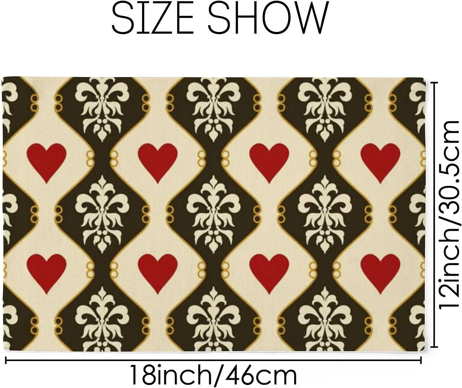 Placemats for Dining Table Mats Heat-Resistant Linen Victorian Hearts Placemats Set Washable Kitchen Counter Protector Easy to Clean