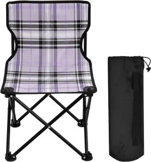 Plaid Stripes Portable Outdoor Folding Chair Anti-Slip Padded Oxford Cloth Stool Camping Chair Small for Beach Hiking Fishing Gardening Quad Camp Chair