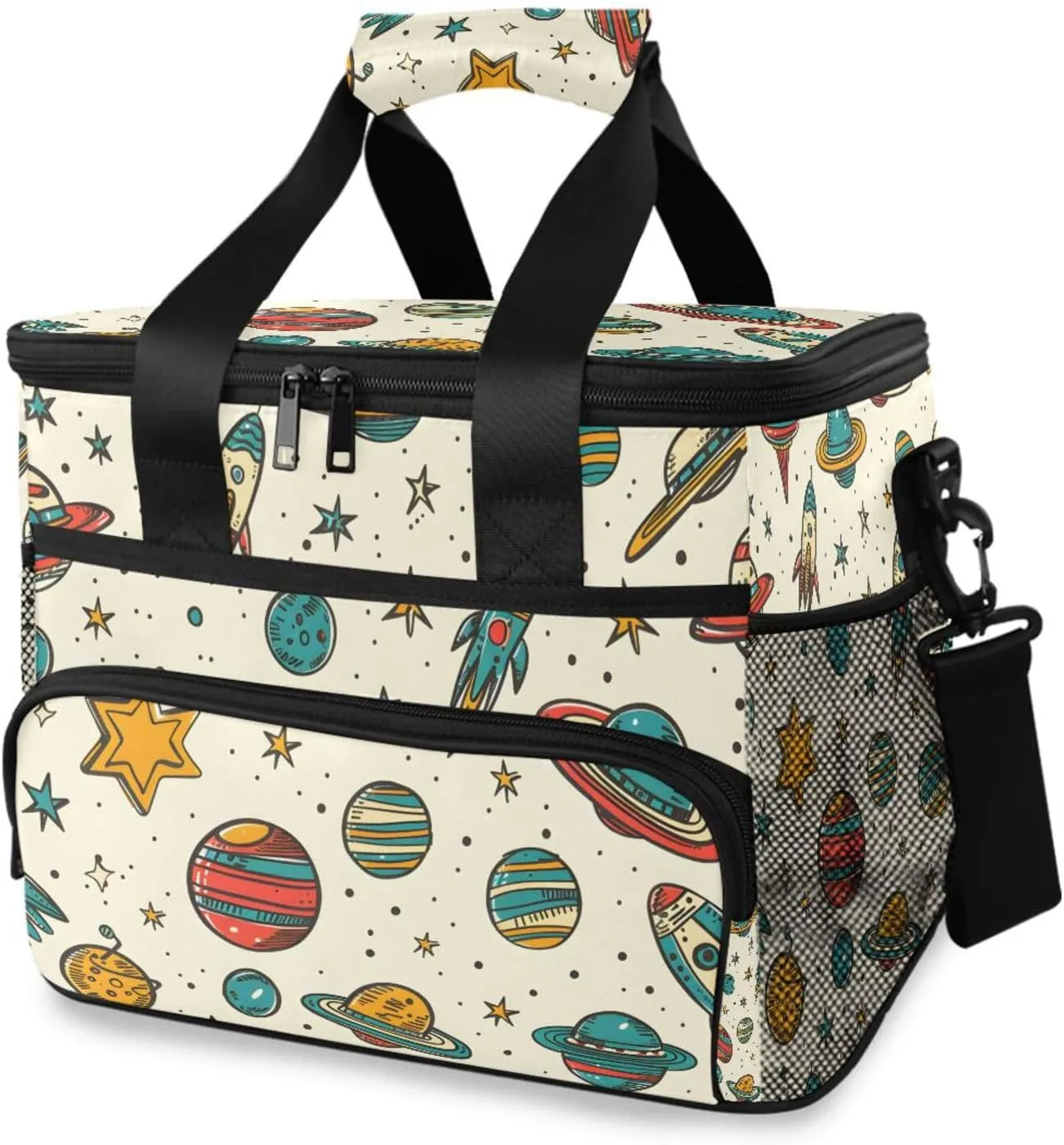 Planet Rocket Childish Cooler Bag Insulated Cooler Soft Sided Cooler 24 Can Portable Picnic Bag Large Leakproof Lunch Bag Box for Beach Grocery Camping Travel Car Men Women