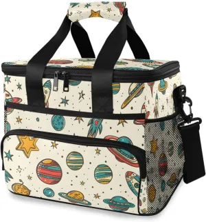 Planet Rocket Childish Cooler Bag Insulated Cooler Soft Sided Cooler 24 Can Portable Picnic Bag Large Leakproof Lunch Bag Box for Beach Grocery Camping Travel Car Men Women