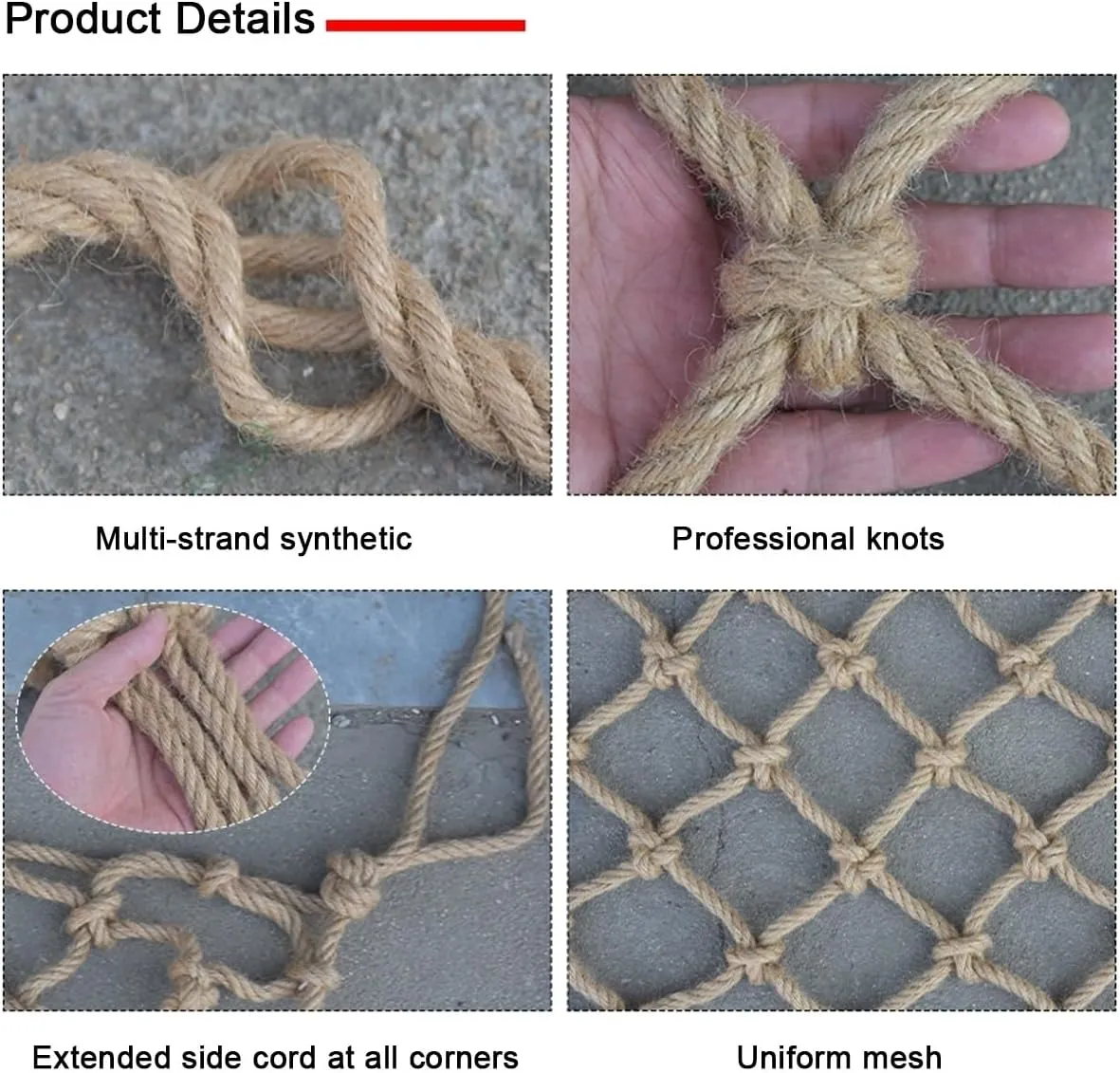 Plant Climbing Rope Netting for Plants and Flowers，Jute Rope Net for Indoor and Outdoor Decoration, Cafes, Bookstores, Parties(7Mx8M)