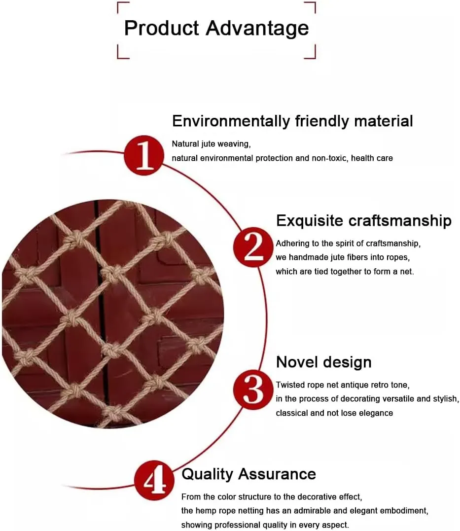 Plant Climbing Rope Netting for Plants and Flowers，Jute Rope Net for Indoor and Outdoor Decoration, Cafes, Bookstores, Parties(7Mx8M)