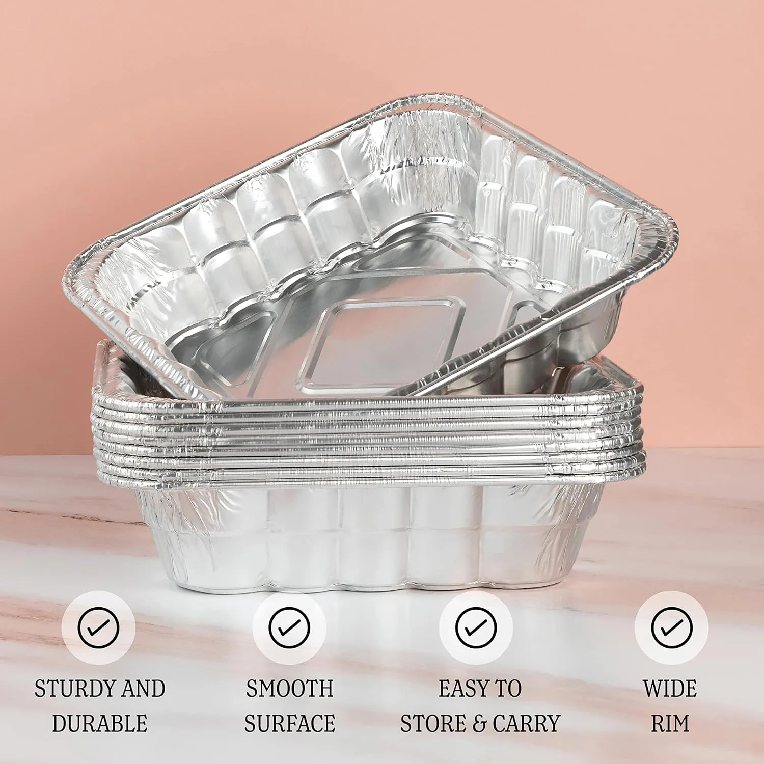 PLASTICPRO Disposable 10'' X 10'' X 3'' Inch Square Aluminum Tin Foil Baking Pans Bakeware - Cookware Perfect for Baking Cakes, Breads, Brownies, Bread, Meatloaf, Lasagna, Pack of 10