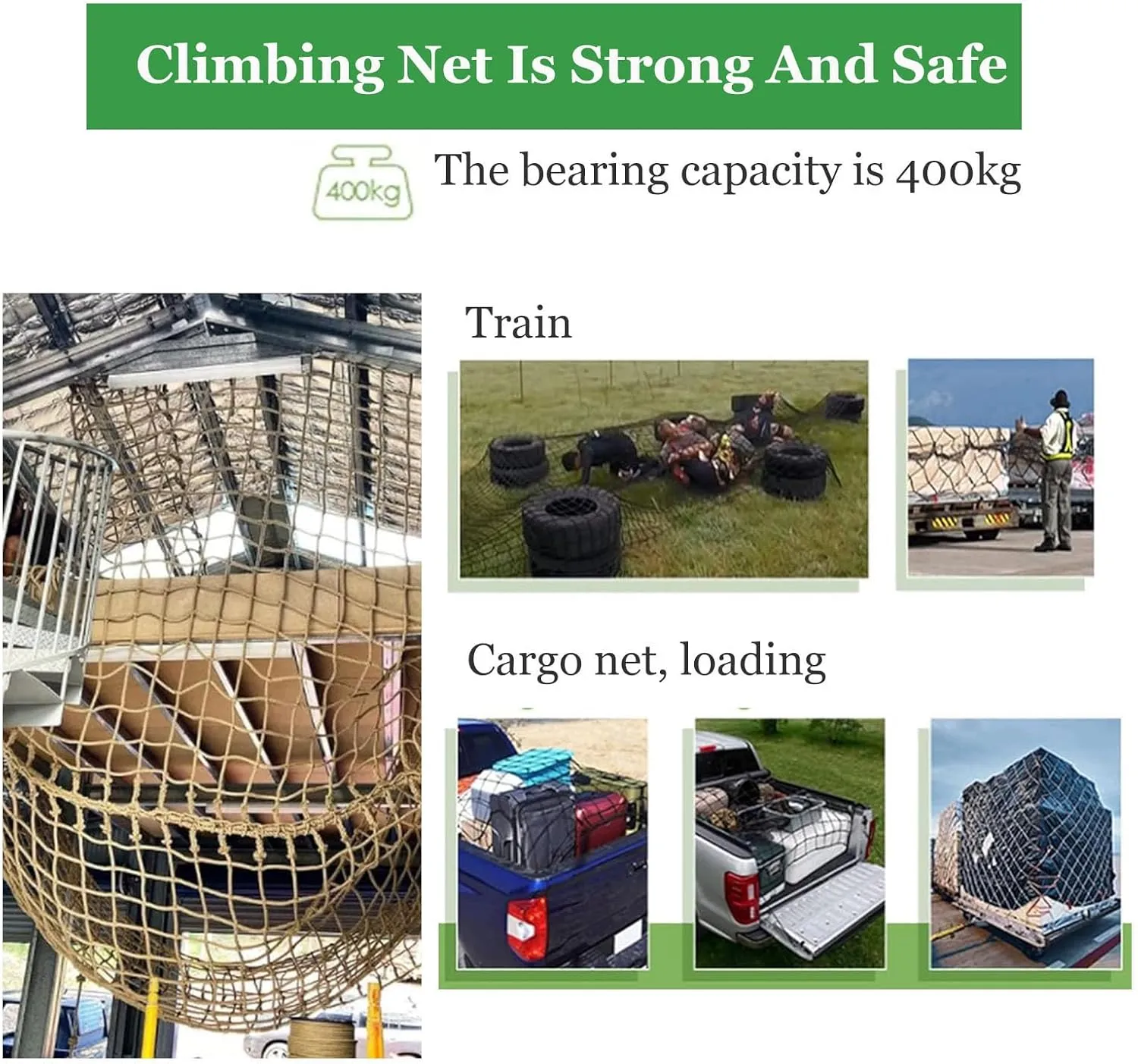 Playground Climbing Net Kids Outdoor Climbing Cargo Net Safety Net for Treehouse Rope Bridge Plant Climbing Support Net Cargo Rope Ladder Truck Trailer Fence Netting,1x2m(3.3x6.6ft)