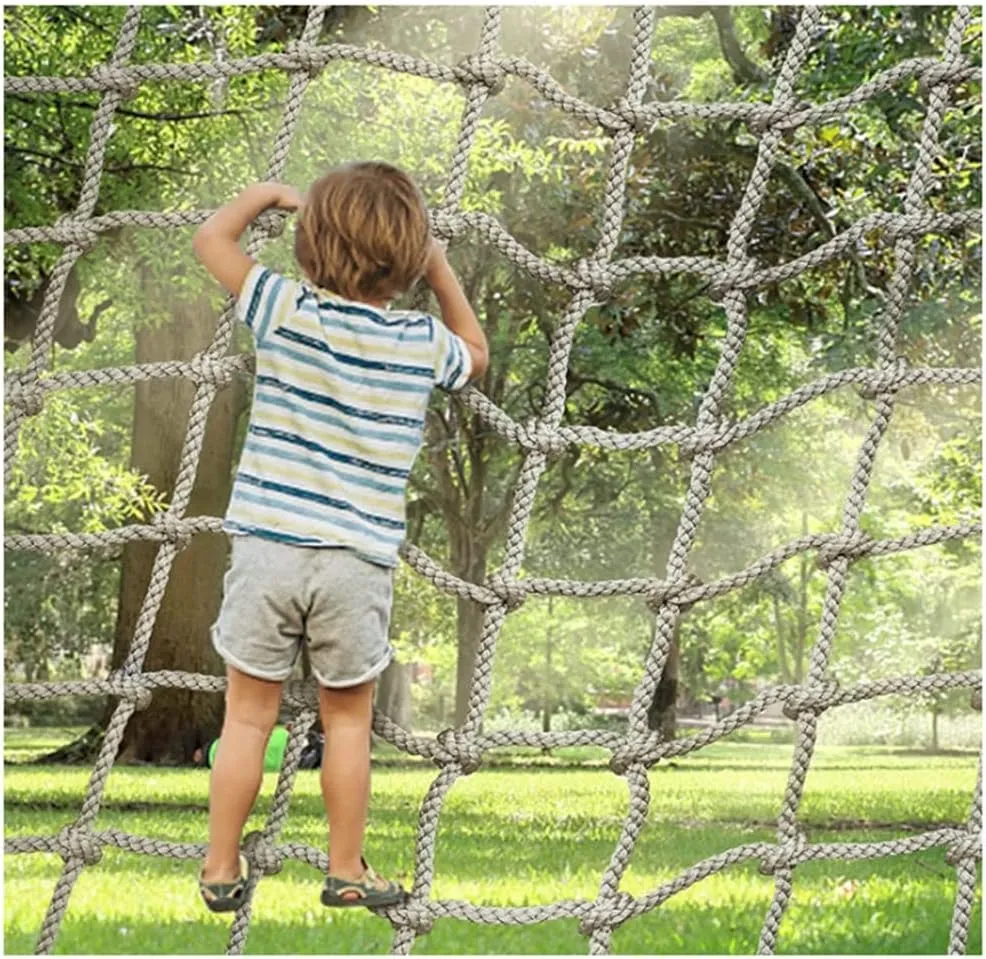Playground Net Climbing Net Dia 6mm, Safety Nets Cargo Rope Heavy Duty Netting Treehouse Protection, Rope Ladder Swing Nylon Rope Balcony Banister Protection Fence Decor Mesh(14mm-12cm,1X1m/3.3X3.3ft)