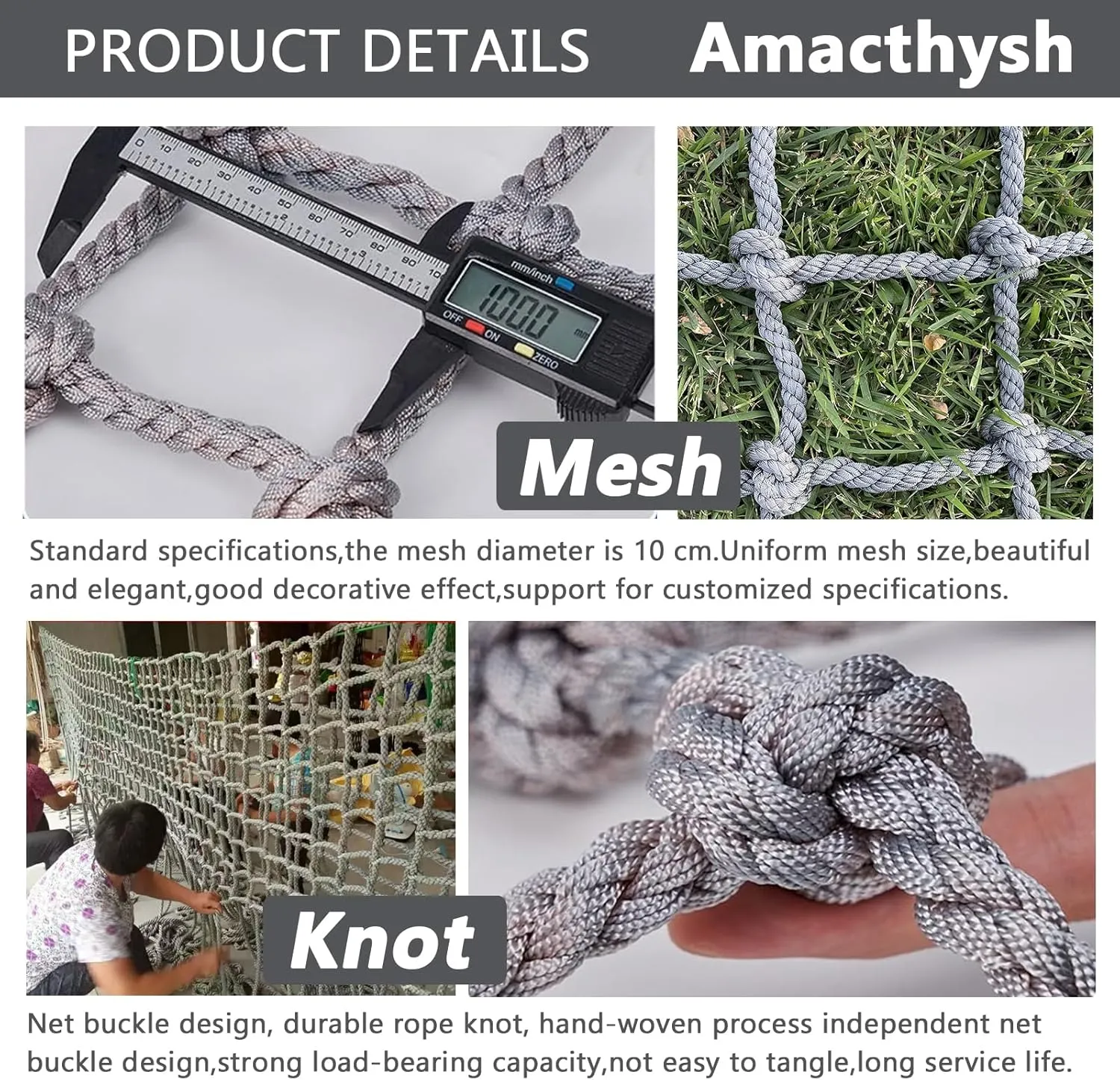 Playground Net for Kids Climbing,Climbing Cargo Net Rope,Indoor and Outdoor Safety Nets,for Backyard Home Swing Training Equipment,7.5 * 7.5m
