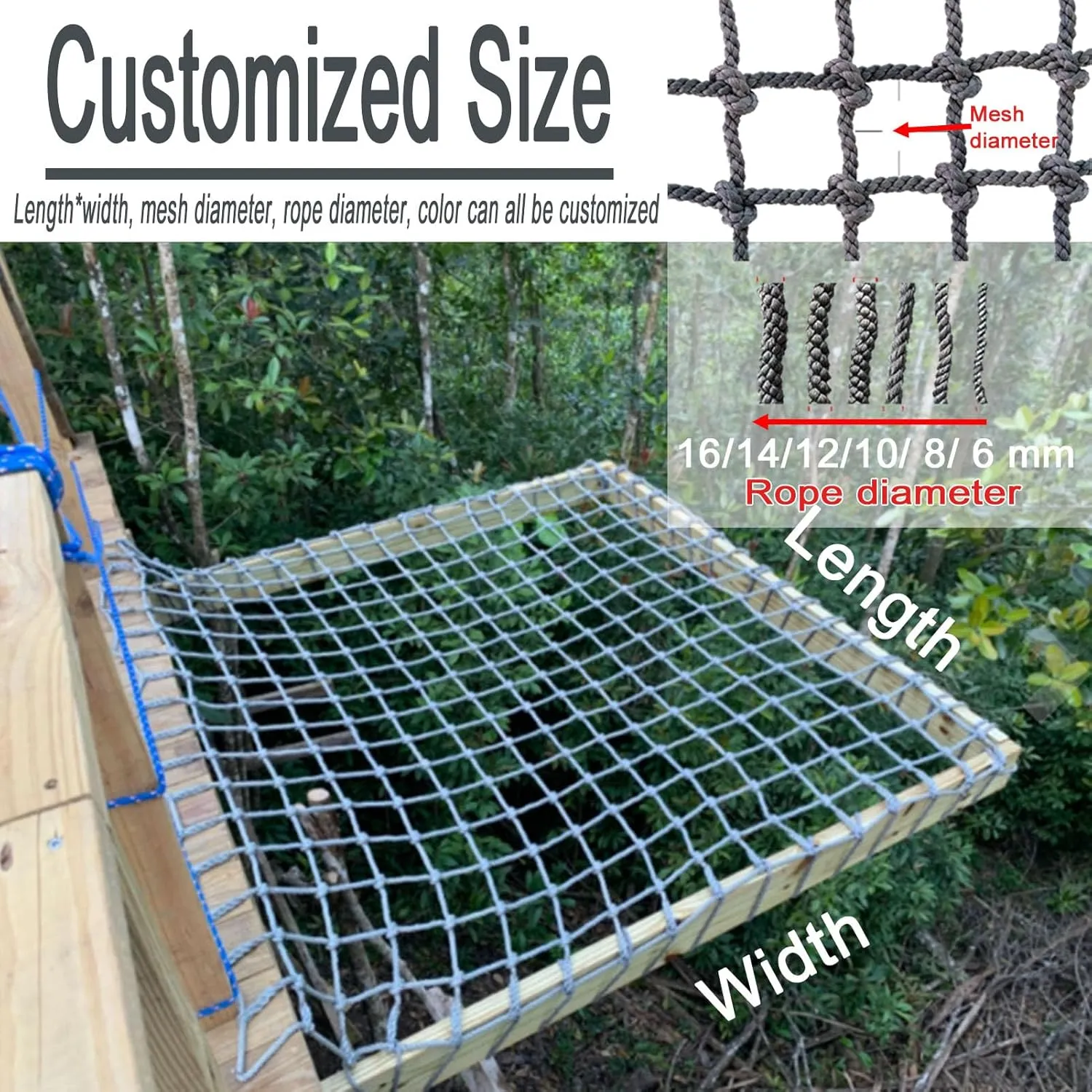 Playground Net for Kids Climbing,Climbing Cargo Net Rope,Indoor and Outdoor Safety Nets,for Backyard Home Swing Training Equipment,7.5 * 7.5m