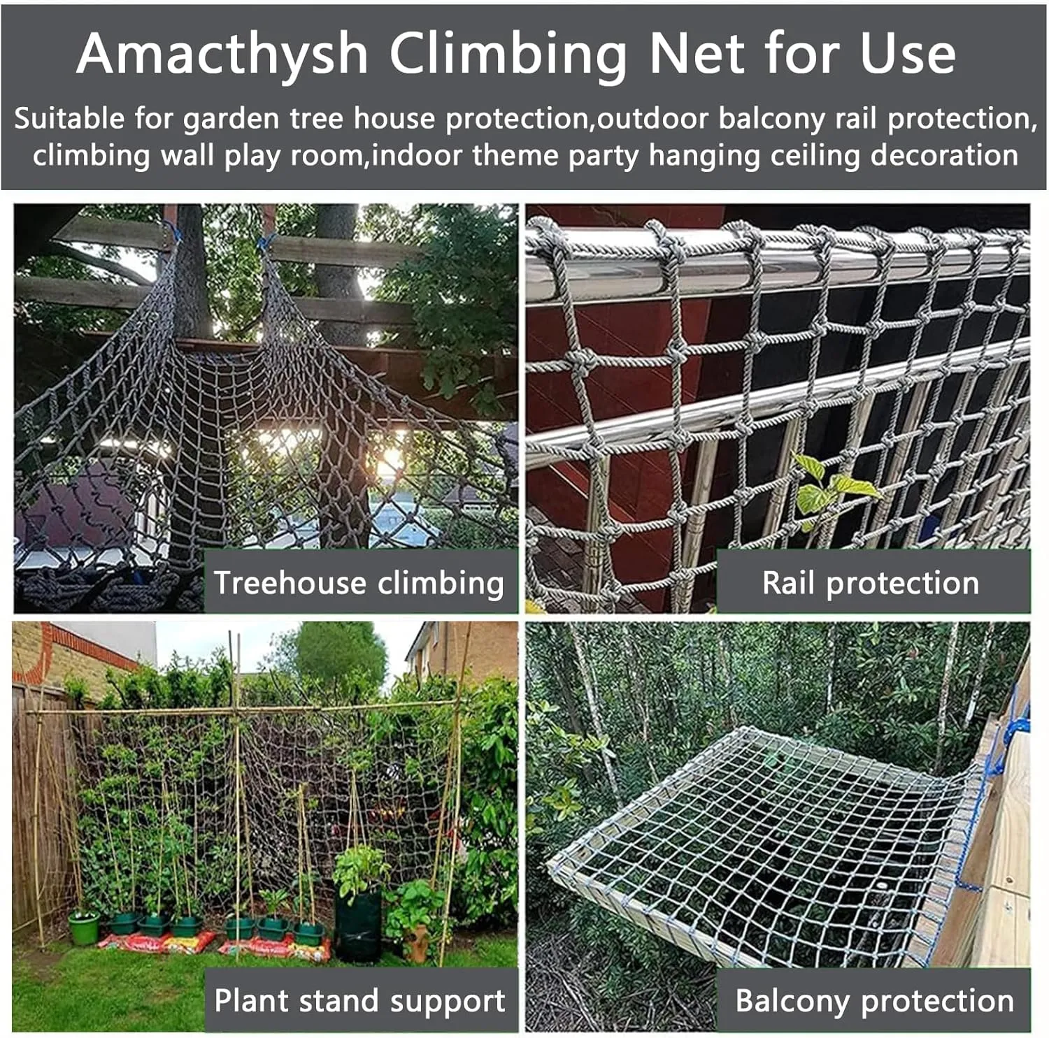 Playground Net for Kids Climbing,Climbing Cargo Net Rope,Indoor and Outdoor Safety Nets,for Backyard Home Swing Training Equipment,7.5 * 7.5m