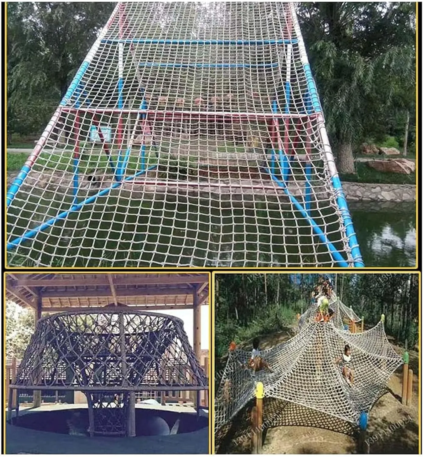 Playground Net Safety Climbing Net 0.47Inch Thick Heavy Duty Climbing Cargo Net Polyamide Rope Netting Tree House for Indoor and Outdoor,1Mx1M(3.3FTx3.3FT)