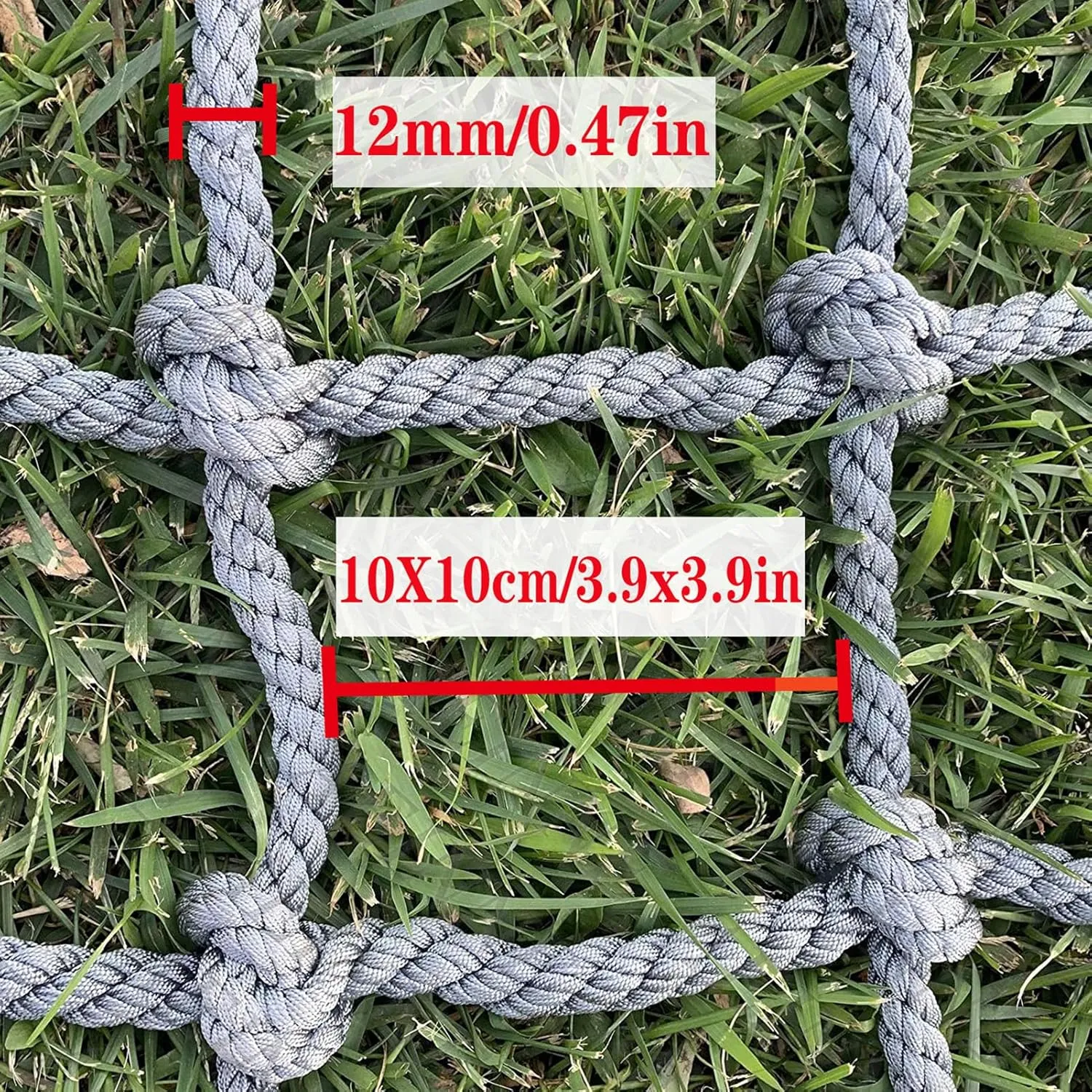 Playground Net Safety Climbing Net 0.47Inch Thick Heavy Duty Climbing Cargo Net Polyamide Rope Netting Tree House for Indoor and Outdoor,1Mx1M(3.3FTx3.3FT)