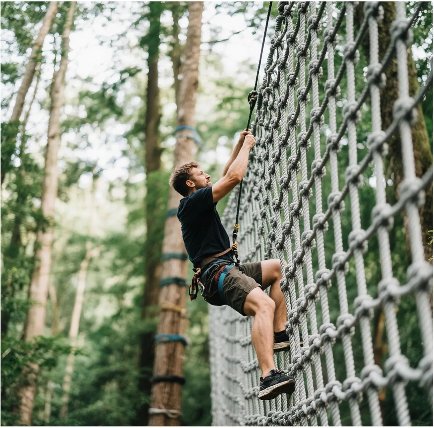 Playground Net Safety Climbing Net 0.47Inch Thick Heavy Duty Climbing Cargo Net Polyamide Rope Netting Tree House for Indoor and Outdoor,1Mx1M(3.3FTx3.3FT)