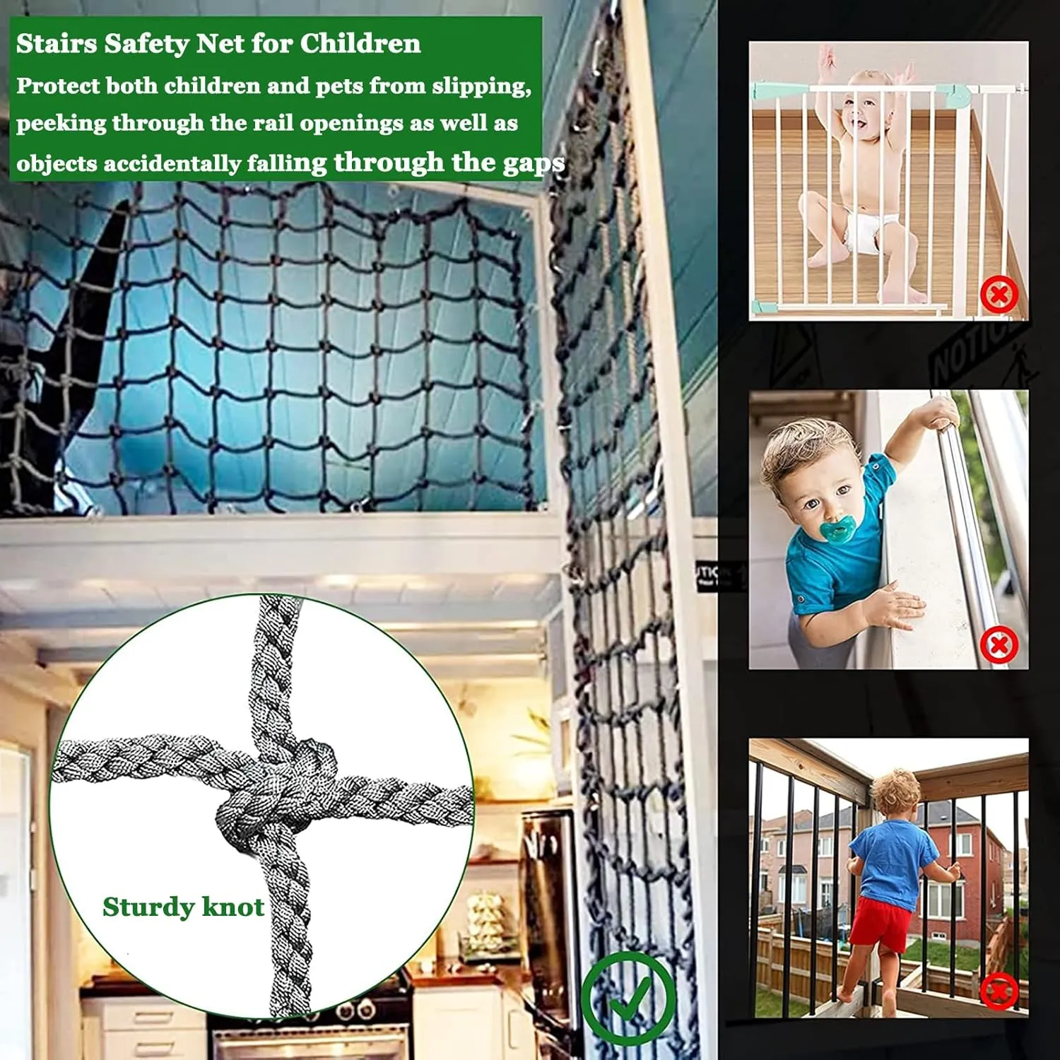 Playground Net Safety Climbing Net 0.47Inch Thick Heavy Duty Climbing Cargo Net Polyamide Rope Netting Tree House for Indoor and Outdoor,1Mx1M(3.3FTx3.3FT)