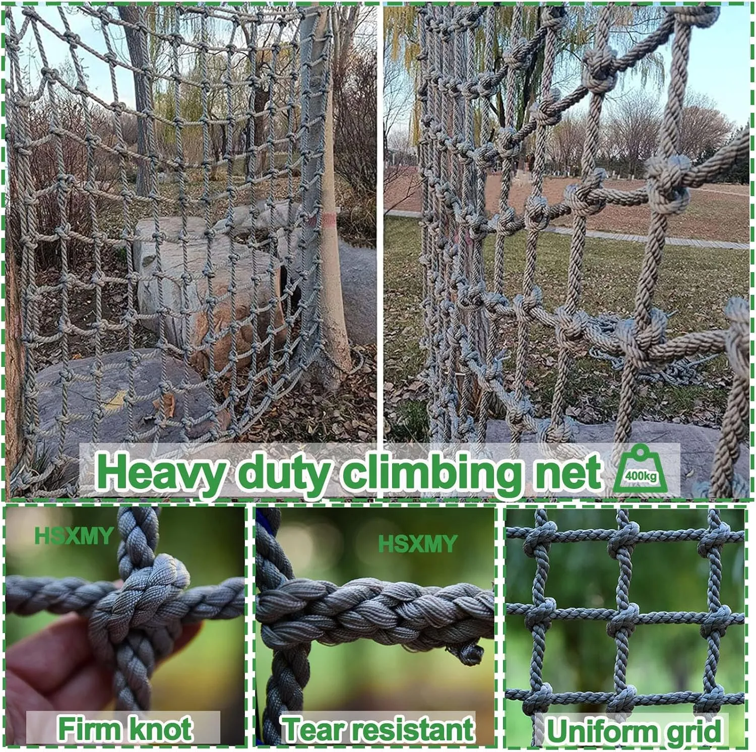 Playground Play Safety Net Outdoor Climbing Cargo Net Rope Ladder Treehouse Truck Trailer Net Stair Balcony Railing Antifal Protection Net,6.6x23ft