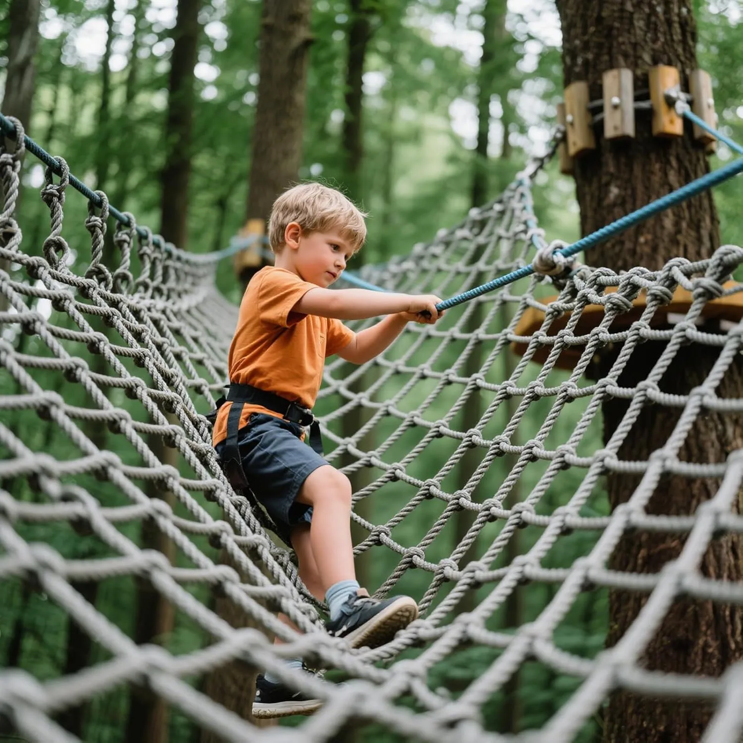 Playground Safety Netting Outdoor Climbing Net Heavy Duty Trailer Cargo Net Kids Tree House Rope Bridge for Patio, Backyard,5x5m(16.4x16.4ft)