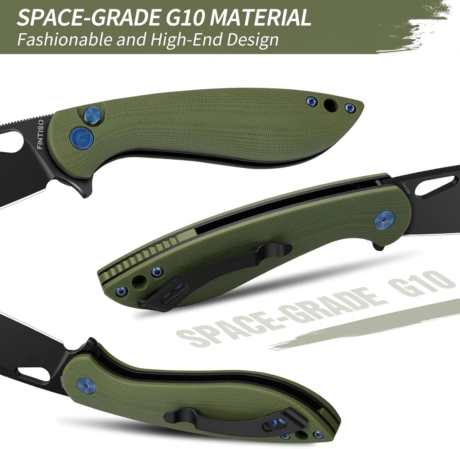 Pocket Knife, 3.1" Premium 14C28N Blade Folding Knife with Button Lock, EDC Knife with G10 Handle for Camping, Hunting, Survival, Best Gift for Men Women