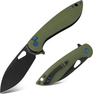 Pocket Knife, 3.1" Premium 14C28N Blade Folding Knife with Button Lock, EDC Knife with G10 Handle for Camping, Hunting, Survival, Best Gift for Men Women