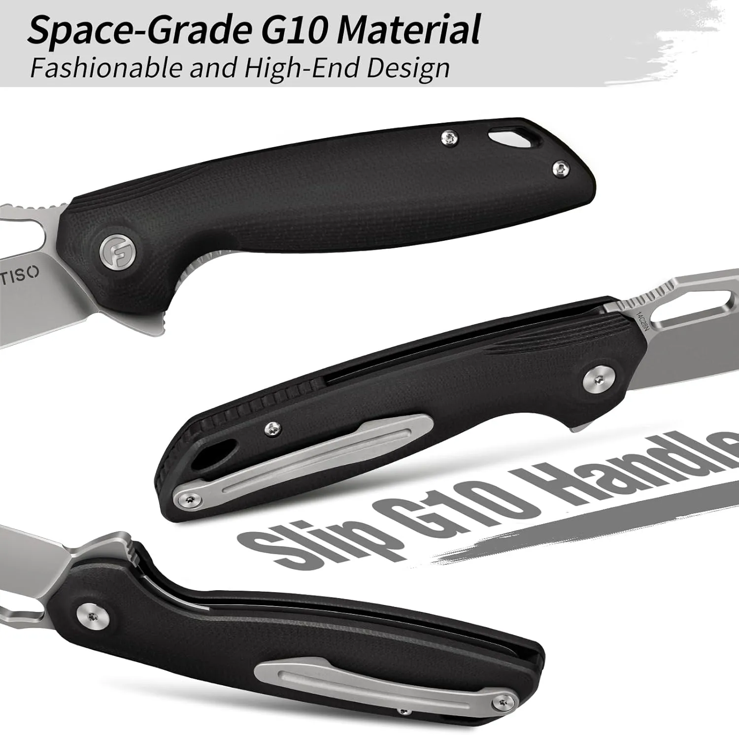 Pocket Knife 3.38" Folding Knife Premium 14C28N Blade G10 Handle, Camping Survival Hiking Knife, Best Gift for Men Women, Atlas Series