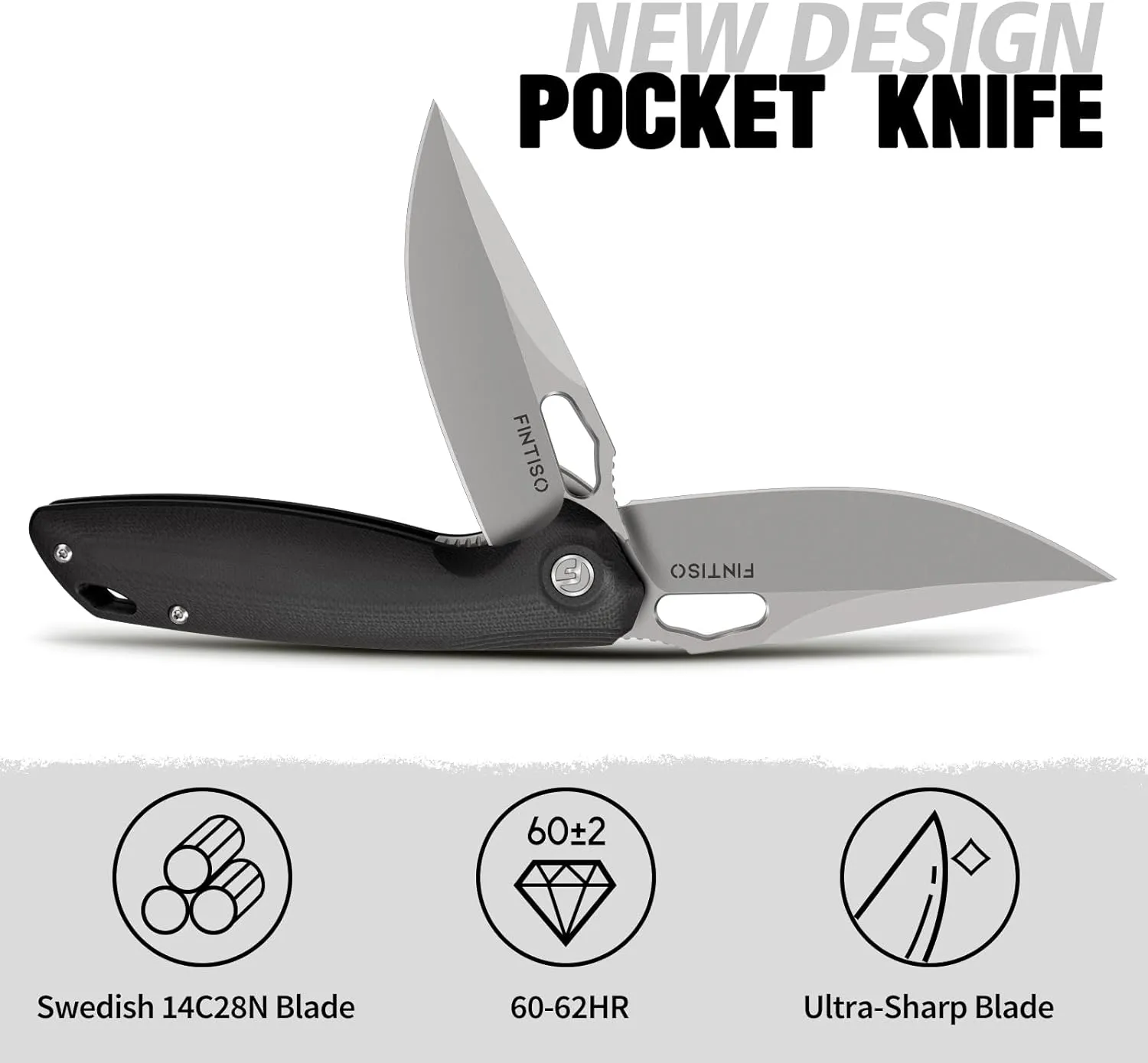 Pocket Knife 3.38" Folding Knife Premium 14C28N Blade G10 Handle, Camping Survival Hiking Knife, Best Gift for Men Women, Atlas Series