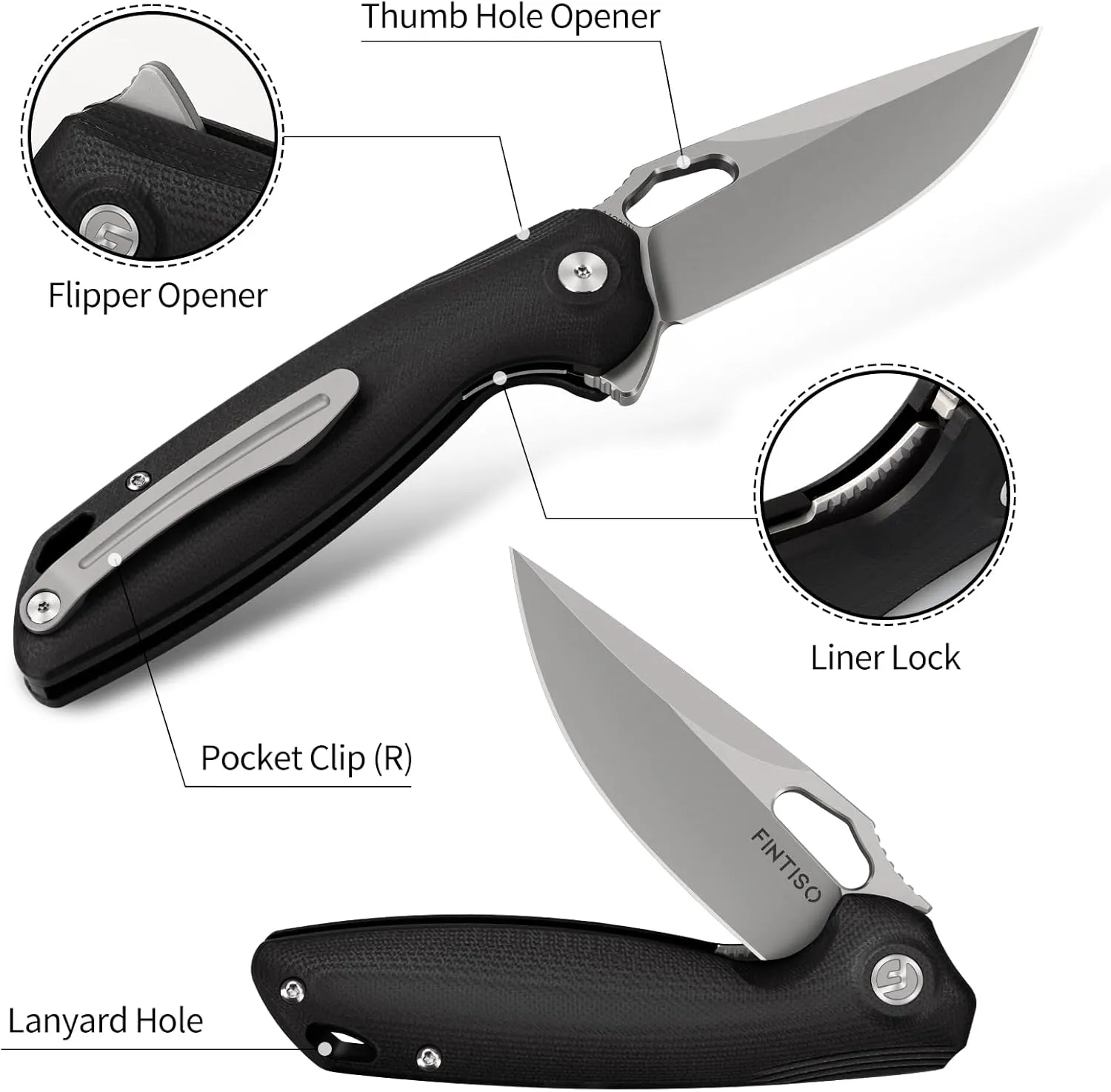 Pocket Knife 3.38" Folding Knife Premium 14C28N Blade G10 Handle, Camping Survival Hiking Knife, Best Gift for Men Women, Atlas Series