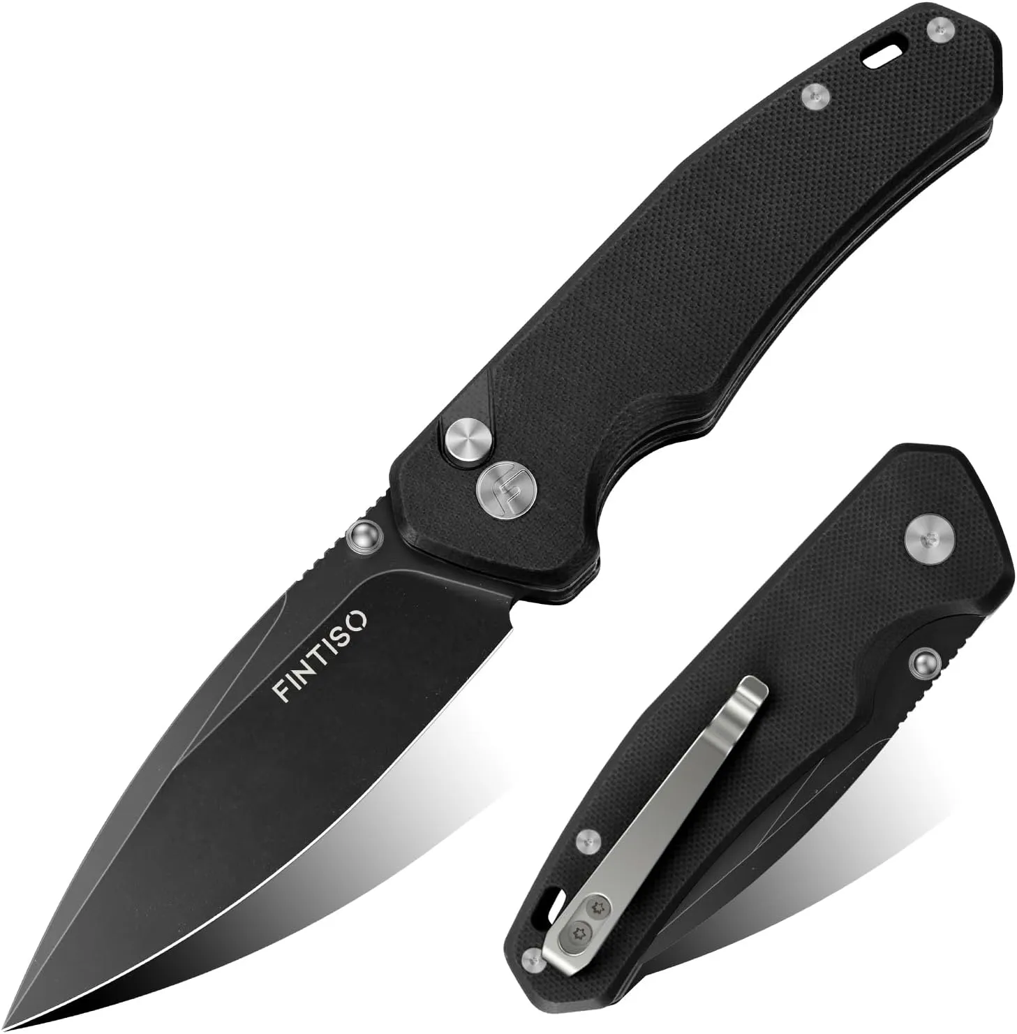 Pocket Knife, 3" 14C28N Steel Blade G10 Handle Small EDC knife with Button Lock, Sharp Folding Knife with Pocket Clip for Camping, Survival, Hunting
