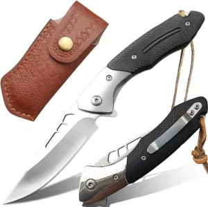 Pocket Knife, D2 Steel Folding Knife with Clip, G10 Handle, Safety Liner Lock, Sharp Pocket Knives, Survival Knife for Hiking Camping Gifts