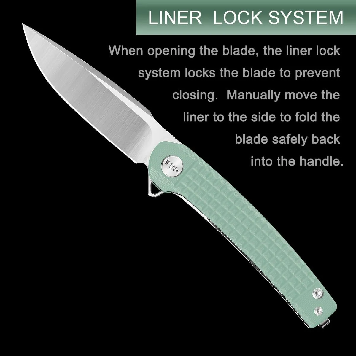 Pocket Knife, Folding Knife with Liner Lock, Tactical Knives with Ball Bearing and Clip, D2 Small EDC Knife for Survival Camping, Ideal gift for Men and Women 3613 (Jade-G10)