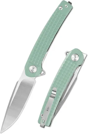 Pocket Knife, Folding Knife with Liner Lock, Tactical Knives with Ball Bearing and Clip, D2 Small EDC Knife for Survival Camping, Ideal gift for Men and Women 3613 (Jade-G10)