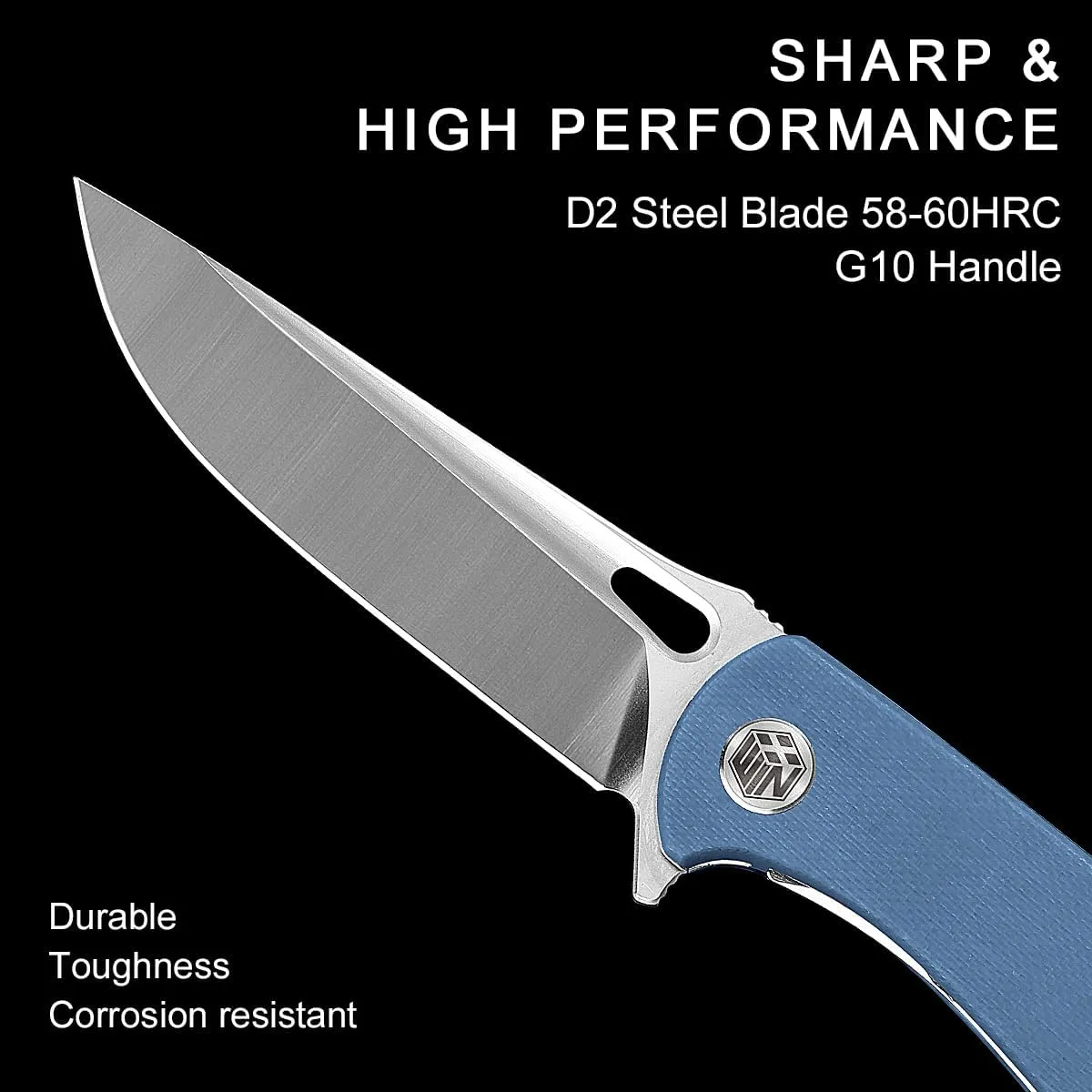 Pocket Knife for EDC, Folding Knife with Clip and Liner Lock, Small Tactical Knives with D2 Blade and G10 Handle, Camping Knife for Men and Wome Survival Hunting W3898-2