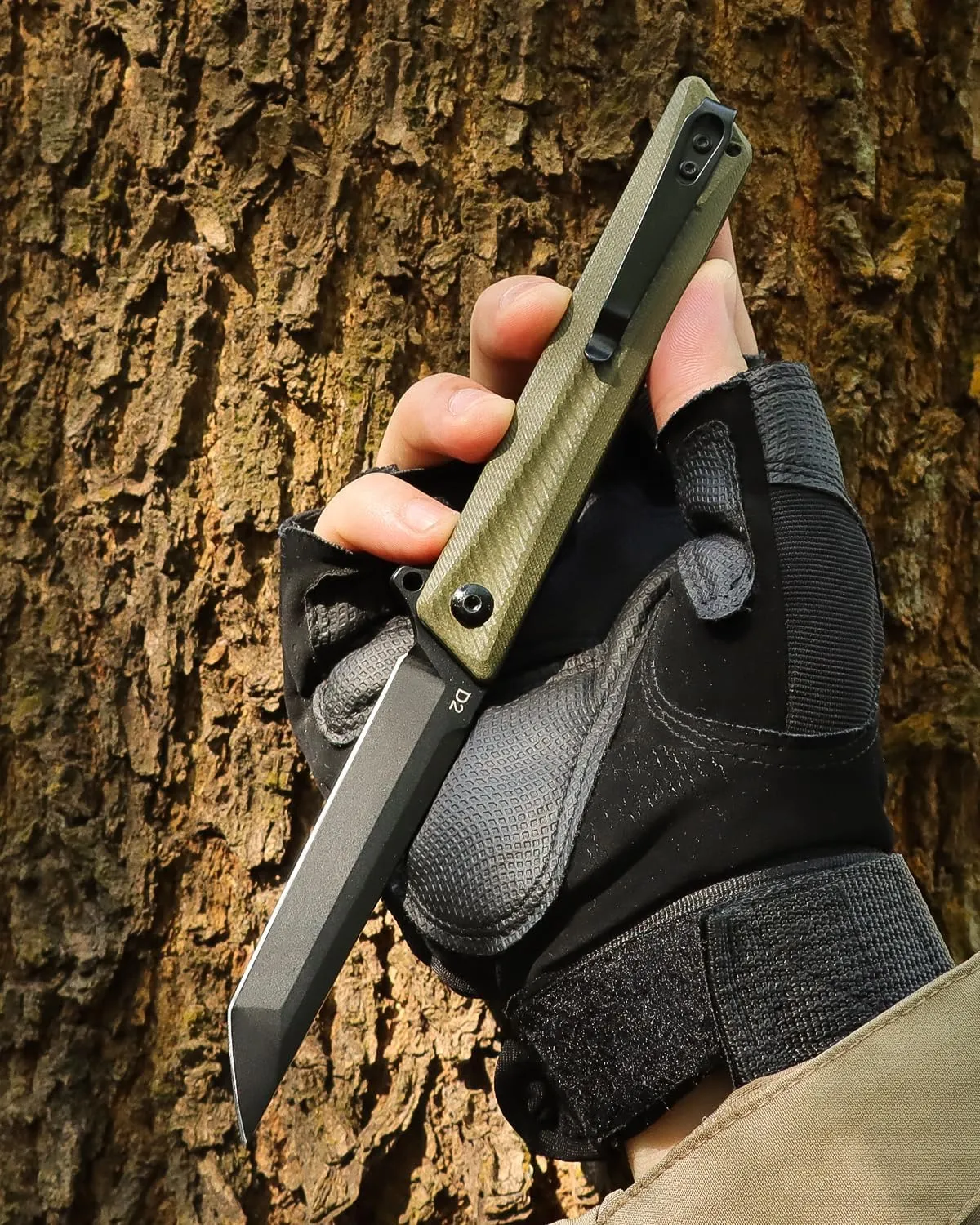 Pocket Knife GD22K, Flipper Open D2 Steel Tanto Folding knife with Durable G10 Handle,Men Women Everyday Carry EDC Knife,Sharp Camping Hiking Daily Work Knives