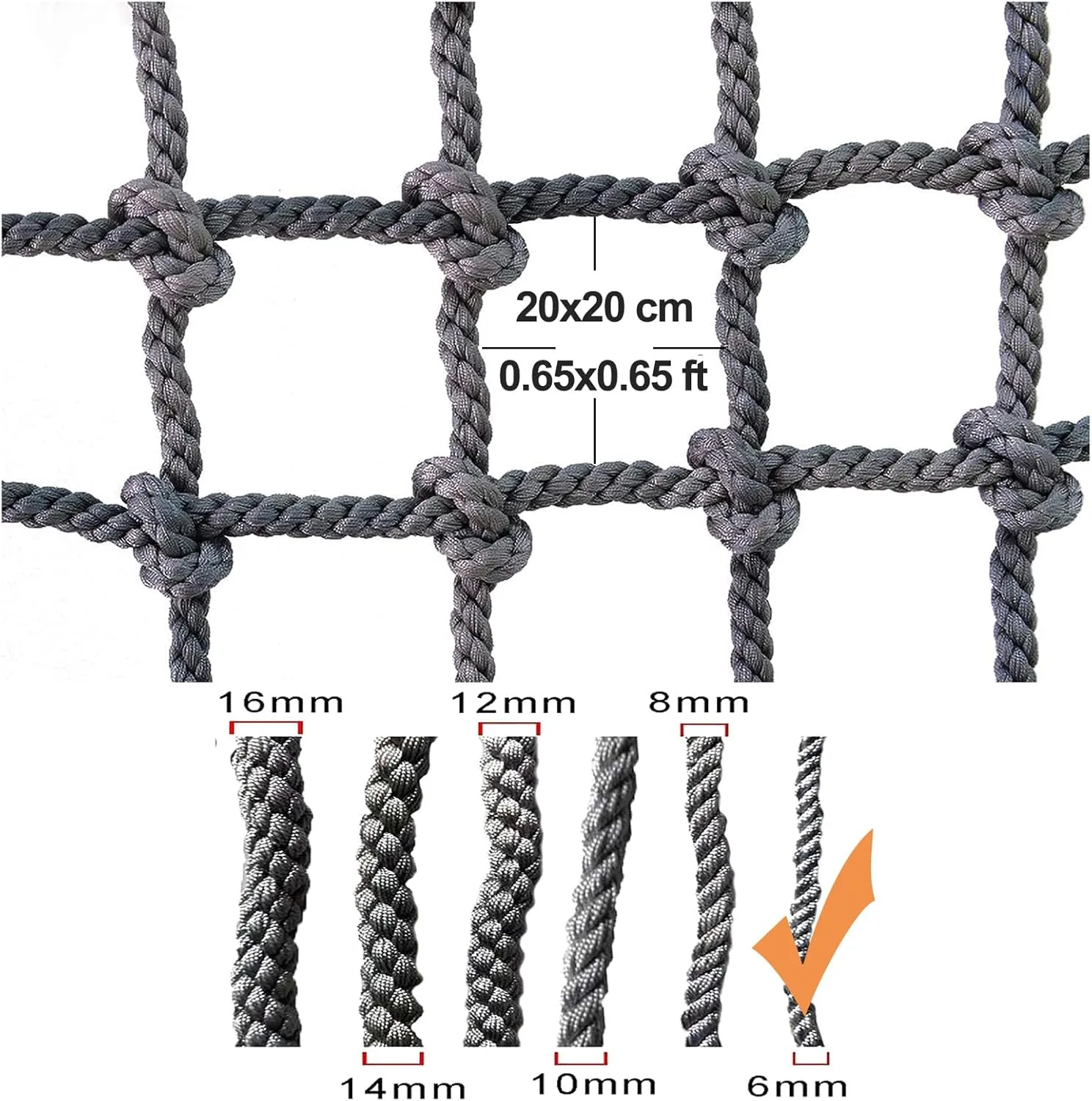 Polyester Rope Playground Climbing Net, Safety Protection Net, Heavy Duty Climbing Net Climbing Cargo Rope Net for Outdoor, Rope Ladder, Swingset, Treehouse(Size:9.8FTx9.8FT)