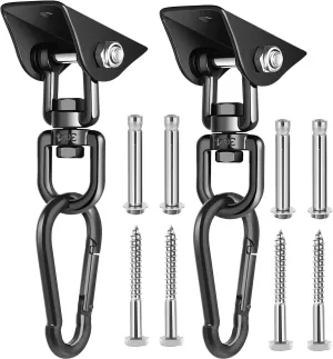 Porch Swing Hanging Kit, 360°Rotating 1200 lb Capacity Hanger for Porch Swing, Hammocks, Swing Chair (2 Pack)