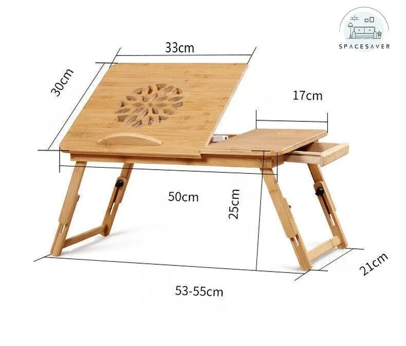 Portable Bamboo Folding Laptop Table | Multifunctional Sofa Desk | With Drawer