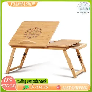 Portable Bamboo Folding Laptop Table | Multifunctional Sofa Desk | With Drawer