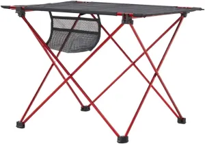 Portable Beach Table Durable Camping Table Aluminum Folding Table Prefect for Outdoor Picnic Multifunctional Table Folding Camping Table (Color : Red, Size : 56 * 43 * 41cm)