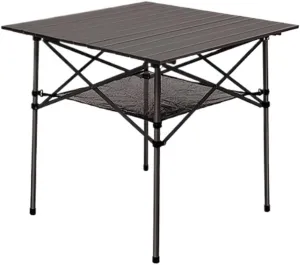 Portable Beach Table Outdoor Folding Table Lightweight Compact Aluminum Camping Table Roll Up Portable Camp Square Tables Folding Camping Table, 70*70*69cm